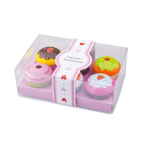 New Classic Toys Cupcake Assortment in Giftbox-6 Pcs. Childrens Pastry Playset