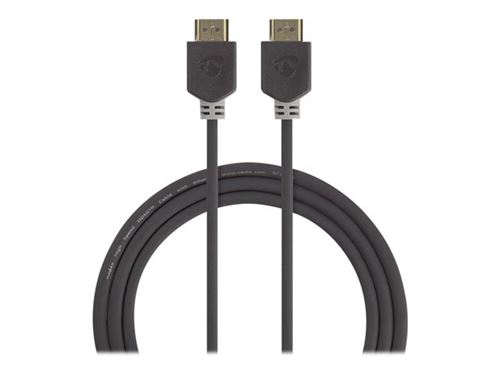 Nedis - HDMI-kabel met ethernet - HDMI male recht naar HDMI male recht - 2 m - antraciet - rond