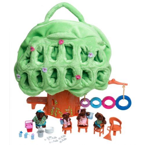 Furryville l arbre magique de la famille ours - bearskis - 4 personnages - figurine d animaux - compatible avec sylvanian