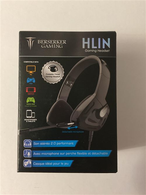 Berserker Gaming Hlin Casque Gaming Pliable Noir