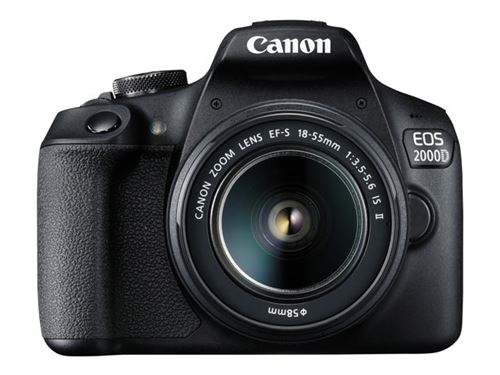 Canon EOS 2000D - Appareil photo numérique - Reflex - 24.1 MP - APS-C - 1080p / 30 pi/s - 3x zoom optique objectif EF-S 18-55 mm IS II - Wi-Fi, NFC