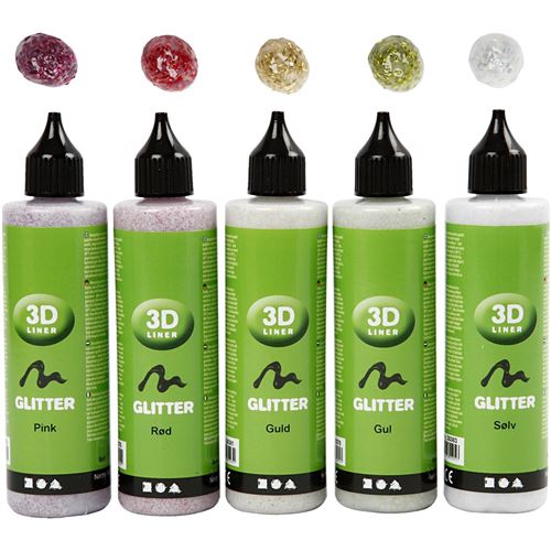 Creotime 3D liner pailleté 100 ml 5 pièces multicolore