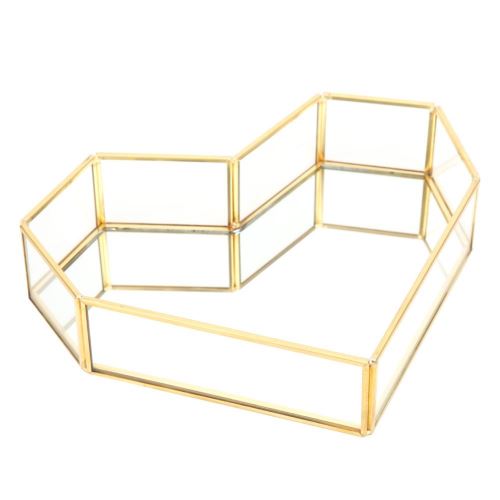 Plateau En Forme Coeur Avec Surface de Miroir