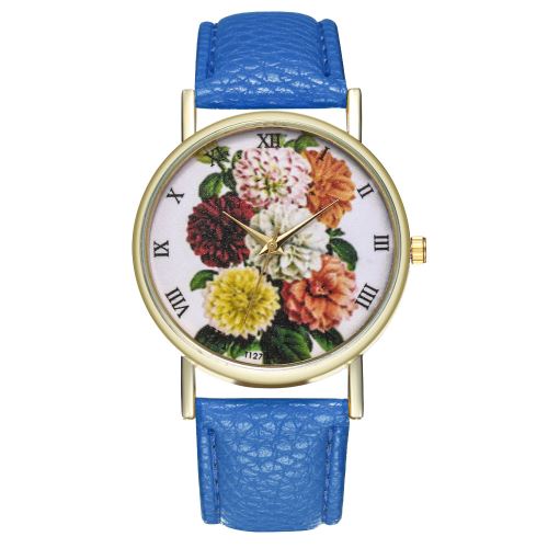 montre style classique montre de style dame tendance montre à bracelet en cuir de quartz T127-ABleu foncé