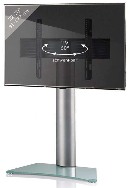 Vcm zental meuble colonne avec pied en verre pour tv argent