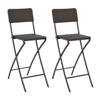 vidaXL Chaise de bar pliable 2pcs PEHD et acier Marron Aspect de rotin vidaXL Chaise de bar pliable 2pcs PEHD et acier Marron Aspect de rotin