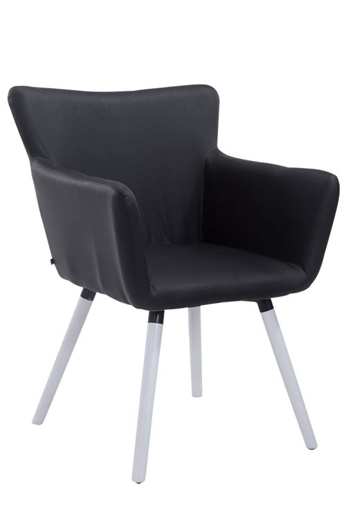 Chaise de salle à manger avec accoudoirs Antwerpen en similicuir , Noir /Bois de chêne Blanc