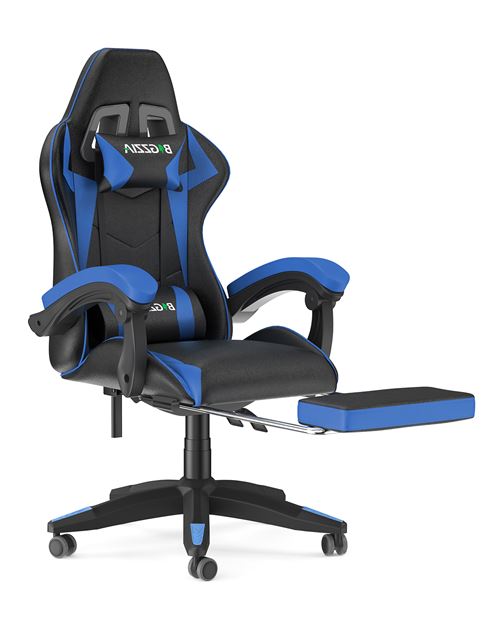 Chaise De Bureau Gamer Bigzzia Pivotante - Noire, Neuve, Dimensions 53.5x53.5x127 Cm