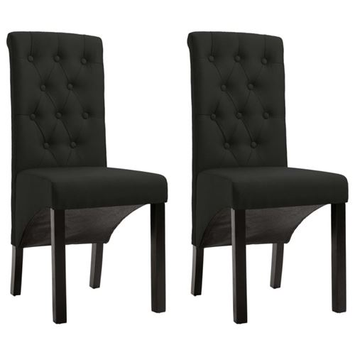 Non Communiqué Noir Chaises À Manger Lot De 2 Tissu