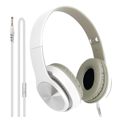 Casque Audio Supra-Auriculaire Port Jack 3.5 mm Fonction Micro GJBY Platine Blanc