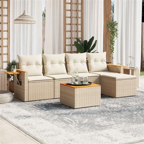 Non Communiqué Beige Salon De Jardin Modulable Vidaxl Resine Tressee 6 Pieces 5 Personnes 55 X 55 X 37 Cm