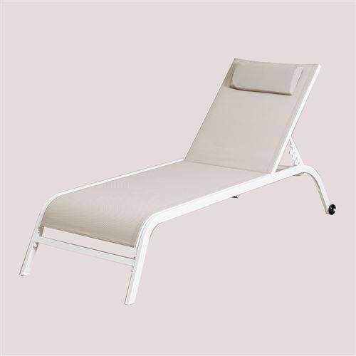 SKLUM Transat inclinable avec coussin Therys Beige Crème