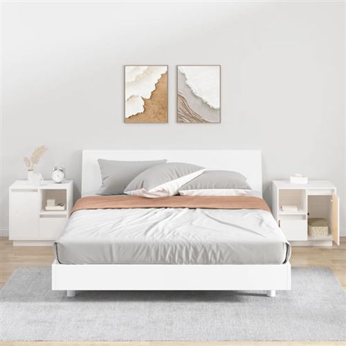 vidaXL Tables de chevet 2 pcs Blanc 50x34x50 cm Bois de pin massif