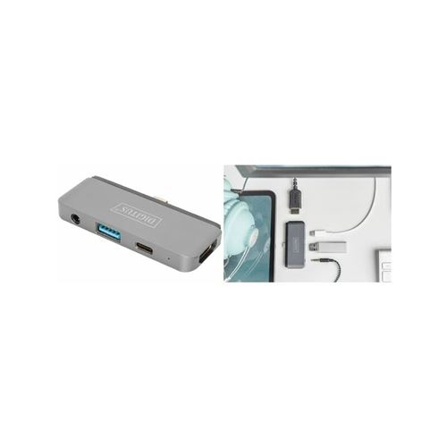 DIGITUS Station d'accueil mobile USB-C, 4 ports, gris