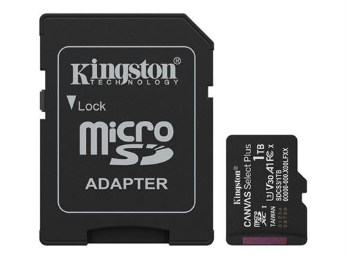 Kingston Canvas Select Plus - Carte mémoire flash (adaptateur SD inclus(e)) - 1 To - A1 / Video Class V30 / UHS-I U3 / Class10 - microSDXC UHS-I