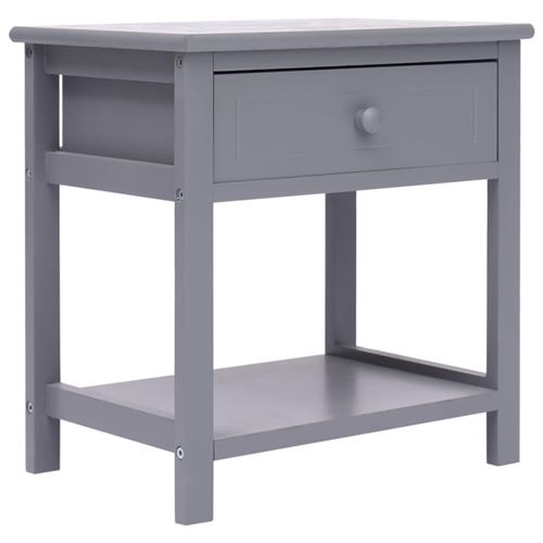 vidaXL Table de chevet Gris 40x29x42 cm Bois de Paulownia