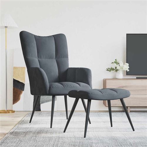 Vidaxl Gris Relaxation Et Tabouret - Foncé - Image 2