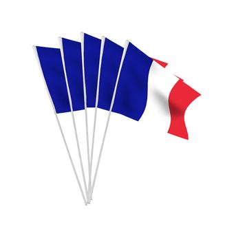 1€ sur 10 drapeaux france papier avec hampe 9.5x16cm - cda 14521 - Article  et décoration de fête - Achat & prix