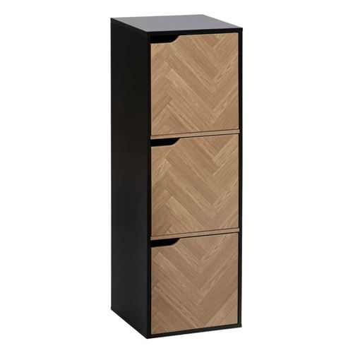 Non Communiqué Noir Etagère 3 Cases Avec Portes Chevrons 5Five - Image 1