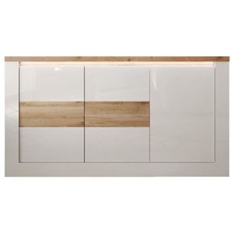 Buffet  IMOLA    laqué brillant   Chene Clair  3 portes  160   43   88 cm  Eclairage LED - 1