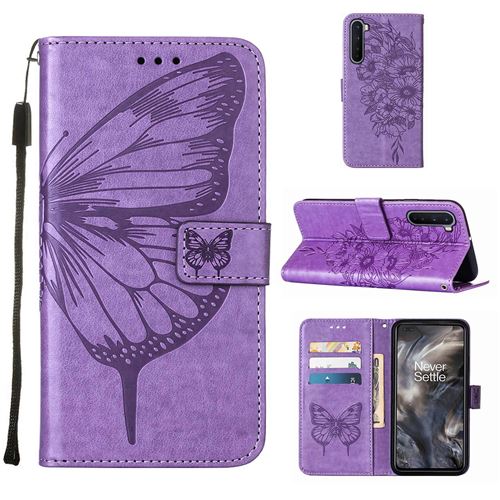 MPFRANCE Housse pour OnePlus Nord Violet [Papillon V3]