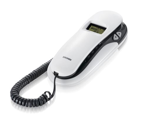 Téléphone filaire analogique Brondi Kenoby CID LCD gris blanc