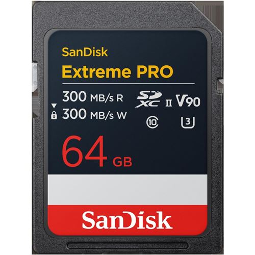 SanDisk Extreme Pro - Carte mémoire flash - 64 Go - Video Class V90 / UHS-II U3 / Class10 - SDXC UHS-II