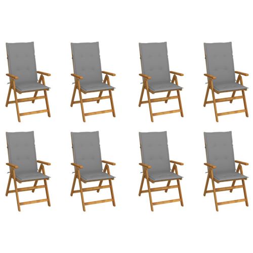 Vidaxl Chaises Pliables De Jardin Avec Coussins Lot De 8 Bois D Acacia - Image 2