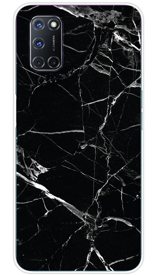 Coque en silicone imprimée compatible Oppo A52 A72 Marbre Noir