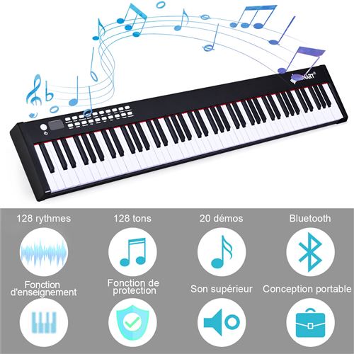 Piano Numérique Portable 88 Touches avec Fonction Bluetooth