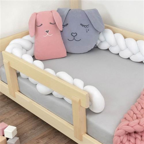 Tour de lit tressé déco pour enfant et adulte - Blanc - 20 x 250 cm - Benlemi