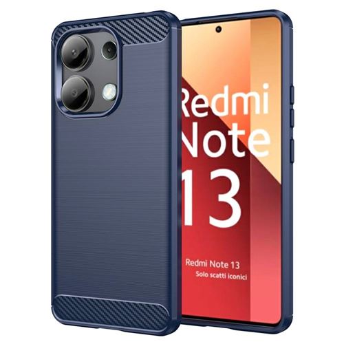 Coque pour Xiaomi Redmi Note 13 4G - housse etui silicone gel carbone + film ecran - BLEU FONCE - htdmobiles