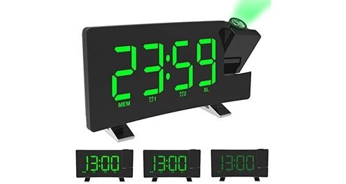 Vendos85 Vert/Noir Radio Réveil À Projection Fm Avec Led - Image 3