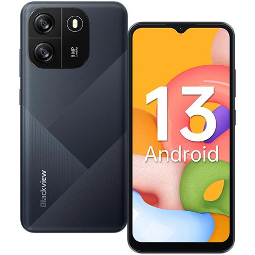 Blackview WAVE 6C Téléphone Portable Débloqué Android 13 4Go+32Go 6.517 HD+ 8MP+5MP 5100mAh Face ID,4G Dual SIM - Noir