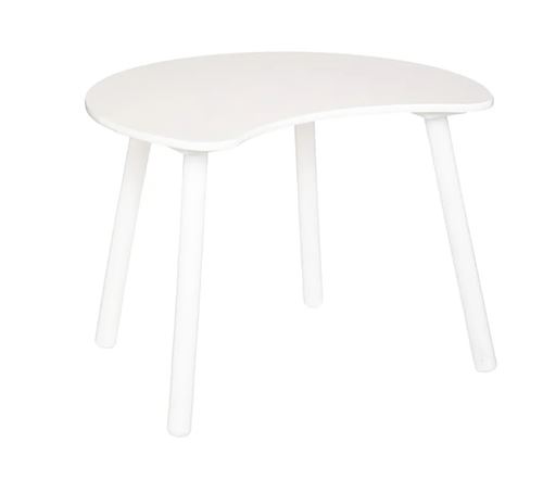 Table enfant en bois MDF et lin coloris blanc - Longueur 60 x Profondeur 50 x Hauteur 43 cm -PEGANE-
