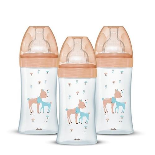 Lot de 3 Biberons Anti-Colique Sensation+ - Verre - 270ml - 0-6 Mois - Tétine plate - Débit 2