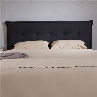 Tête De Lit Rembourrée ELOWA 160 Cm - Tissu Polyester Noir - Pieds En Plastique - Design Moderne - 9