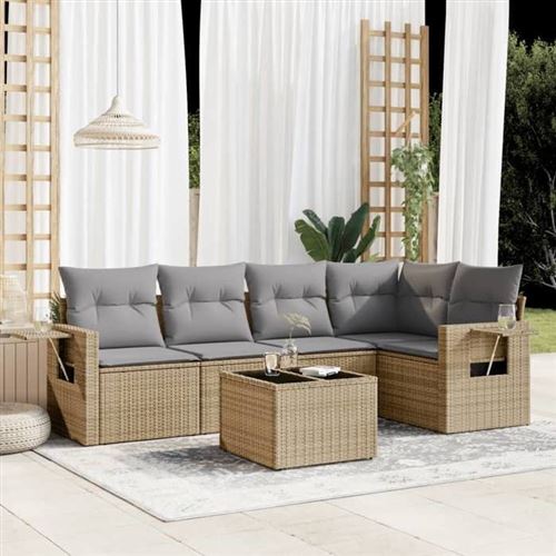 Non Communiqué Or Vidaxl Salon De Jardin Modulable - Lot De 6 Pièces - Rotin Beige - Table Pliante