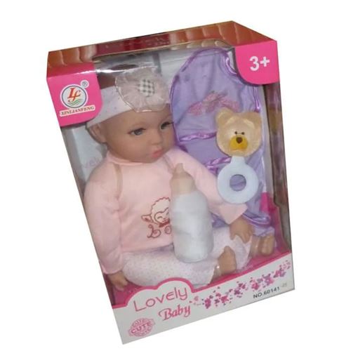 Poupée - Cute - Lovely baby + accessoires Rose et violet - 40 cm