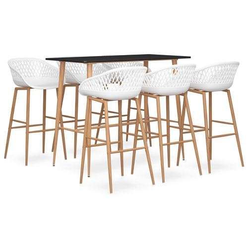 Vidaxl - Ensemble de bar 7 pcs Noir et blanc