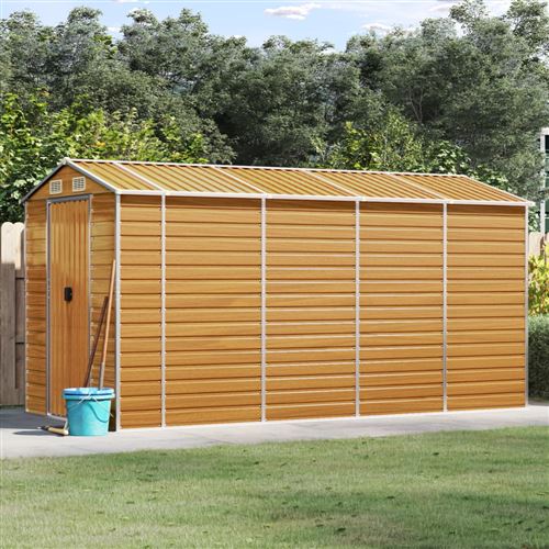 Abri de jardin marron clair vidaXL 191x385x198 cm acier galvanisé