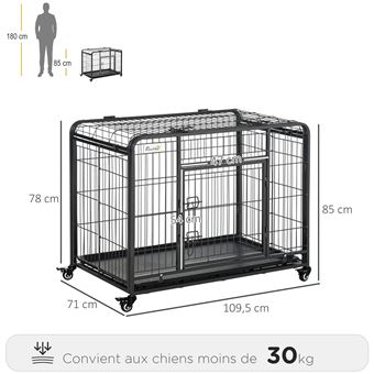 Cage pour chien 77,5 x 53 x 59 cm Caisse de transport pour chien voiture  pliable Cage pour chien à la maison avec couverture douillette + gamelle