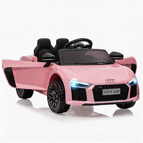  Voiture &eacute;lectrique enfant &ndash; Mod&egrave;le Audi sport d&eacute;capotable &ndash; T&eacute;l&eacute;commande, ceinture s&eacute;curit&eacute;, LED, musique, suspension - Rose 