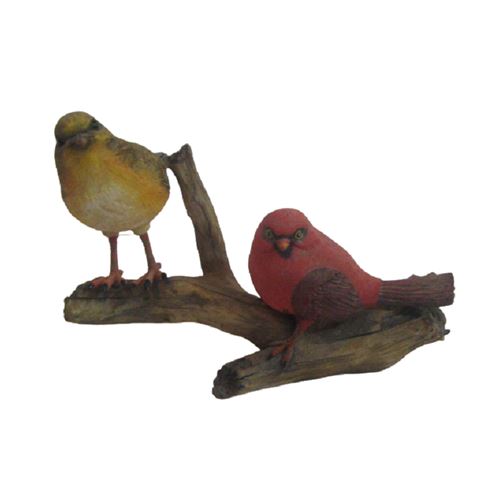 IMPEXIT - Figurine résine Couple Oiseaux sur Branche 9,5/16,5/12,5 cm