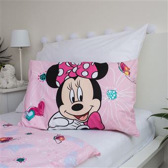 Minnie Disney Papillon - Parure de Lit Bébé Coton - Housse de couette  100x135 cm Taie 40x60 cm - Achat & prix