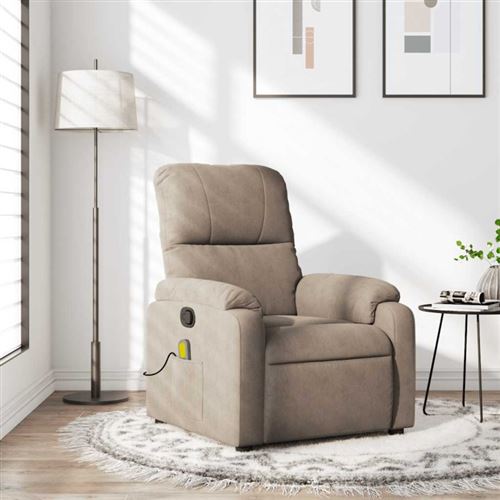 vidaXL Fauteuil inclinable de massage taupe tissu microfibre