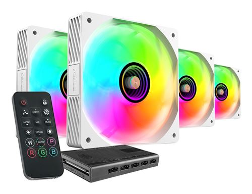 Mars Gaming MF-SI4KIT, Kit 4x Ventiladores Ultrasilenciosos 120mm, Iluminación ARGB Infinity Mirror, Rodamientos FDB y Núcleo de Cobre, Mando a Distancia y HUB, Compatibilidad Total ARGB,