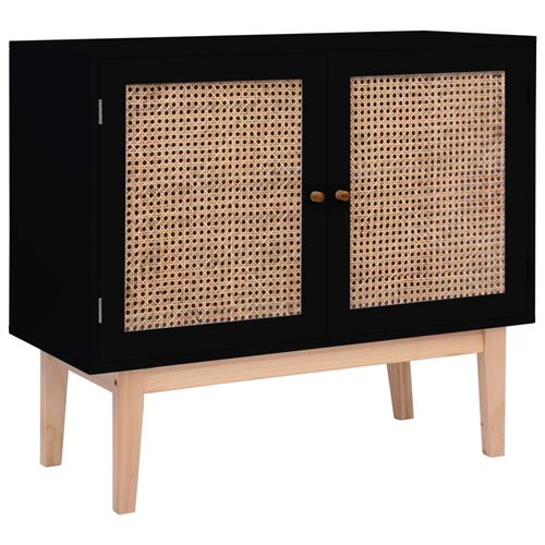 vidaXL Buffet Noir 88,5x40x80 cm MDF et résine tressée