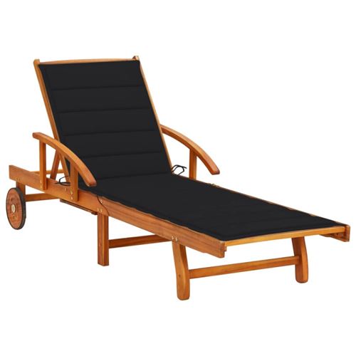 Chaise longue vidaxl noir en acacia L. 200 cm H. 30 cm non empilable non pliable