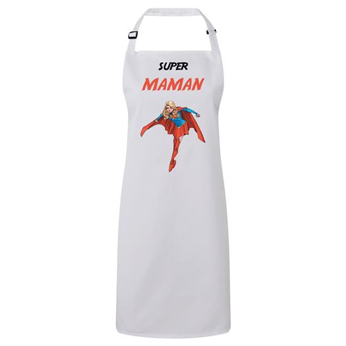 Fabulous Tablier Cuisine Premium Blanc Super Maman Super Heros